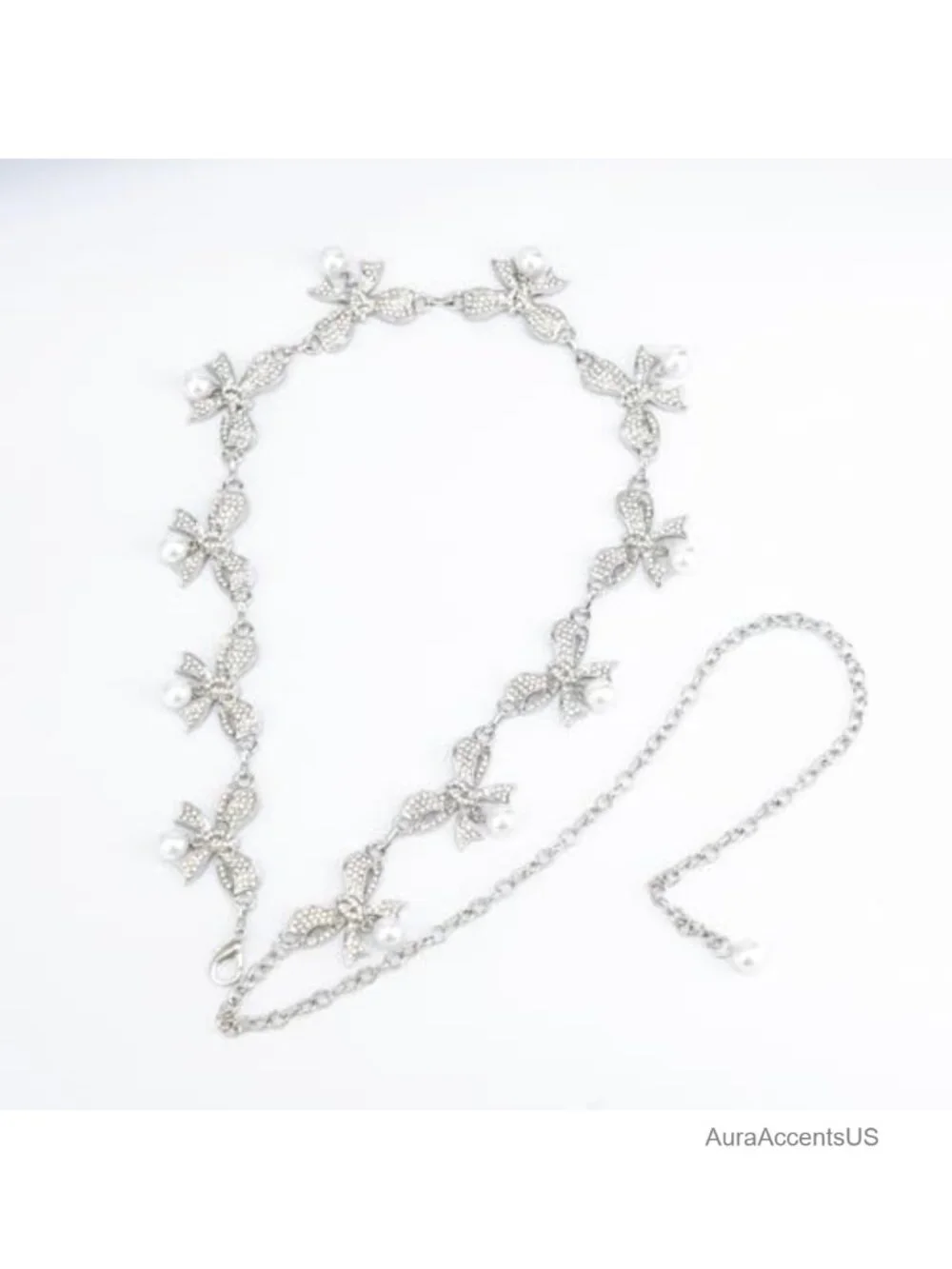 Vintage PU Leather Western Chain Belt with Diamond Rhinestone